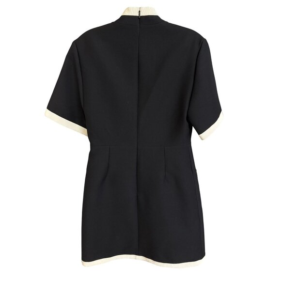 Gucci Womens Black & White Short-Sleeve Button-Up Blazer Dress With Gold Accent - Picture 2 of 16